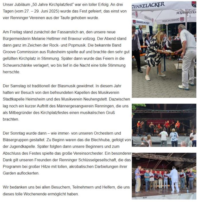 50 Jahre Kirchplatzfest Musikverein Renningen